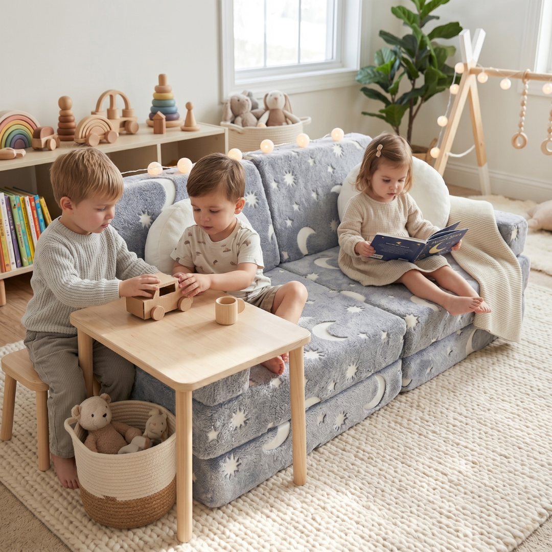 Spielcouch-Sofa für Kinder – 15-teiliges Set für Schlaf- und Spielbereich
