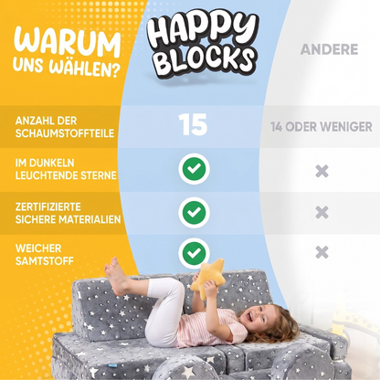 Spielcouch-Sofa für Kinder – 15-teiliges Set für Schlaf- und Spielbereich