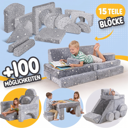 Spielcouch-Sofa für Kinder – 15-teiliges Set für Schlaf- und Spielbereich