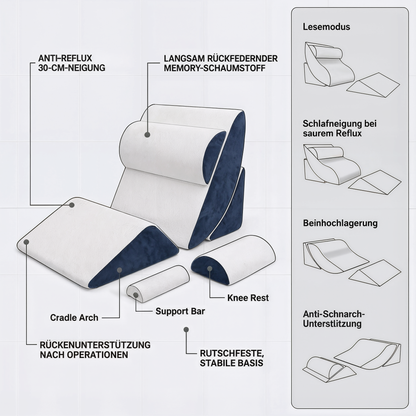 4-in-1 Ergonomie-Keilkissen: Rundum-Entlastung für Nacken, Rücken, Knie und Beine