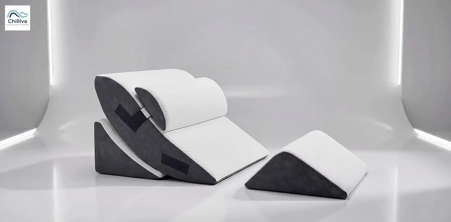 Video laden: 4-in-1 Ergonomie-Keilkissen: Rundum-Entlastung für Nacken, Rücken, Knie und Beine